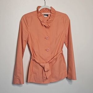 J Crew Womens Salmon Cotton Belted Ruffle Jacket Size 2